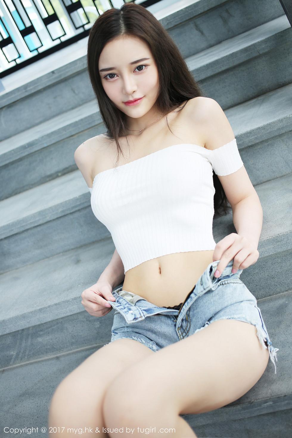 唐琪儿il心愿旅拍脱牛仔短裤秀透视蕾丝内裤绝美写真49P 2