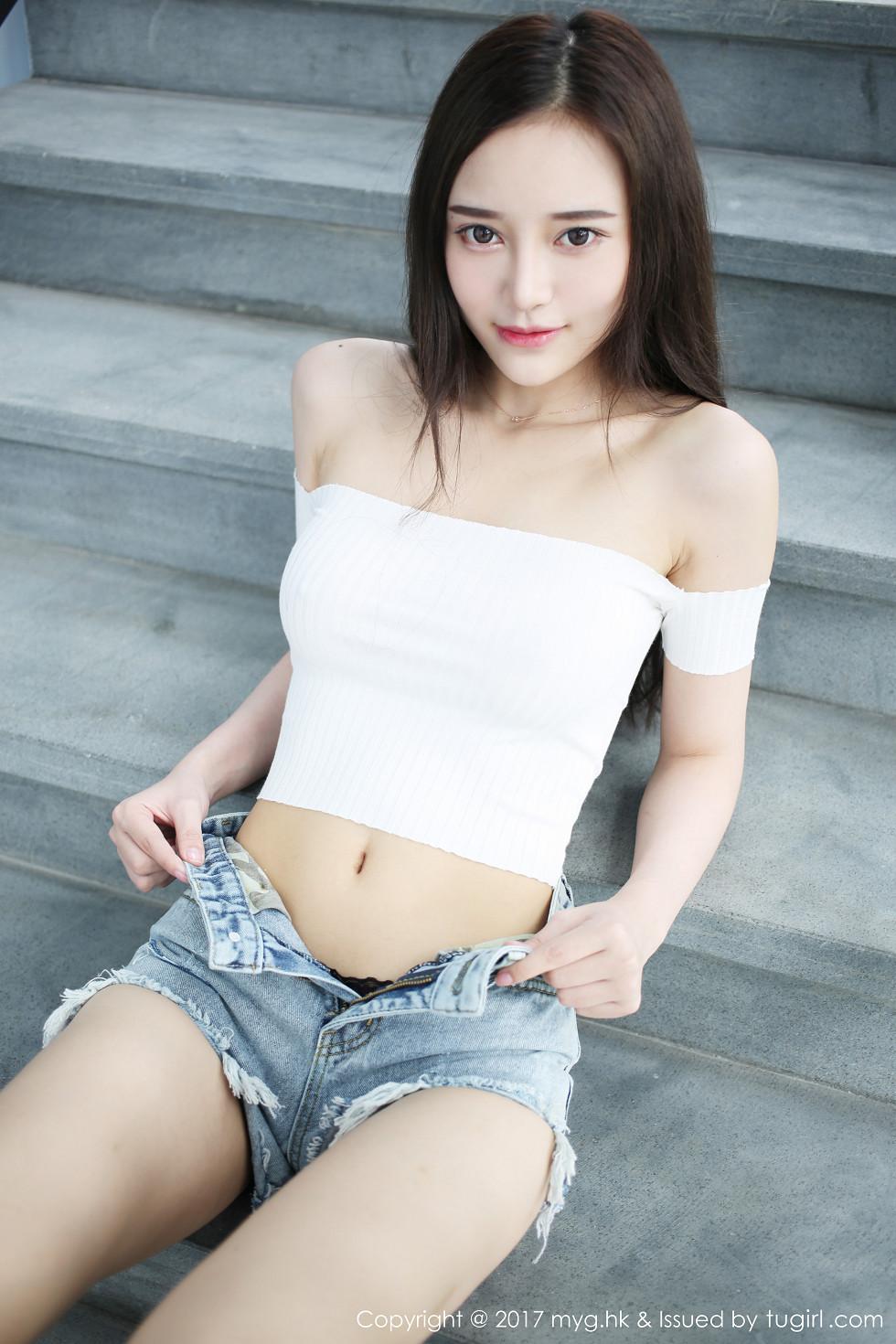 唐琪儿il心愿旅拍脱牛仔短裤秀透视蕾丝内裤绝美写真49P 3
